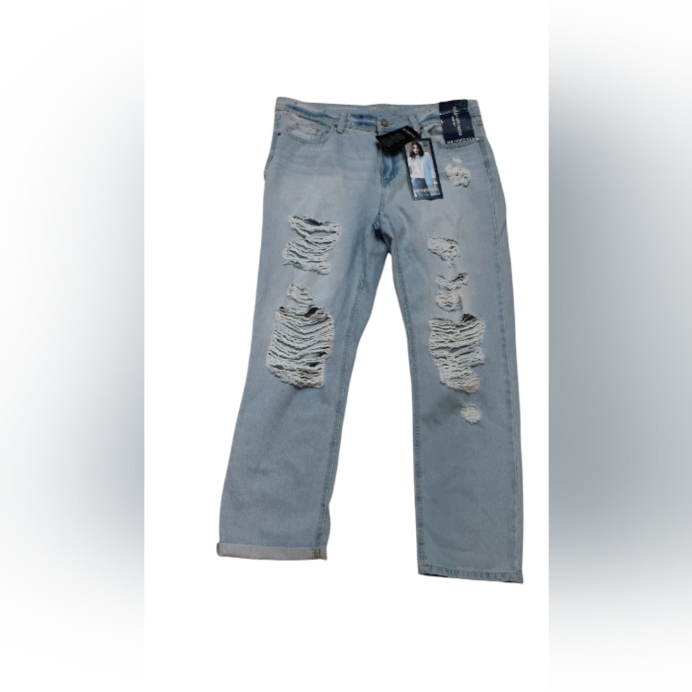 Sound Style Hayden Girlfriend Light Blue Distressed Look Jeans 14 / 32 NWT